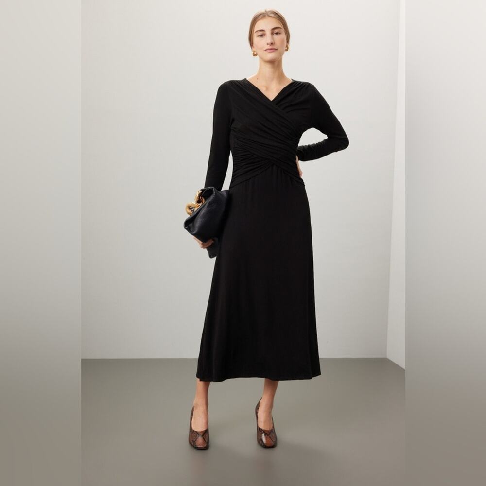 Fifteen‎ Twenty Black Long Sleeve Midi Dress Medium Soft Classic Capsule